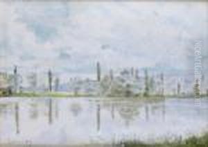 Bord De Seine A Vetheuil by Louis Alphonse Abel Lauvray