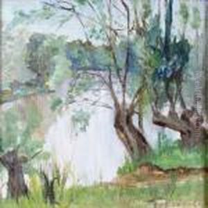 Bord De L'eau P Res De Vetheuil by Louis Alphonse Abel Lauvray