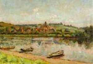 Barques A Vetheuil Cite Des Impressionnistes by Louis Alphonse Abel Lauvray