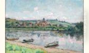 Barques A Vetheuil by Louis Alphonse Abel Lauvray