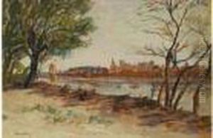 La Tour De Philippe Lebel A Avignon Vue De Villeneuve by Louis Alphonse Abel Lauvray