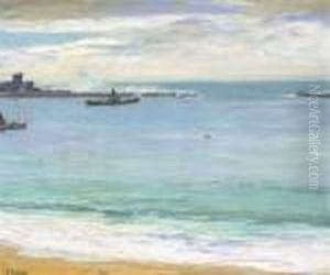 Steamers In The Harbour, St. Jean De Luz by John Lavery