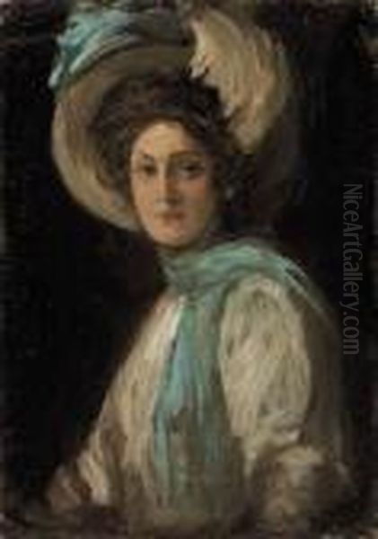 A Lady In Blue And White - view 1