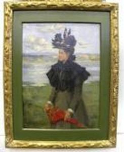 The Red Parasol, Canvas by John Lavery