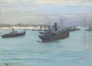 Norwegian Cargo Boats, St Jean De Luz by John Lavery
