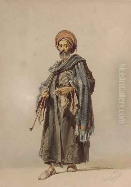 An Egyptian Man with a Pipe - view 1