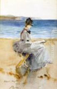 Lady Lavery Sketching, Island Maghee, Larne (1887) by John Lavery
