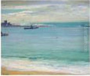Steamers In The Harbour, St Jean De Luz by John Lavery