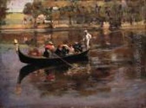 The Gondola On The Kelvin, Glasgow Exhibition 1888 by John Lavery