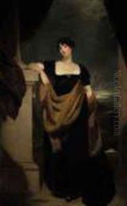 Portrait Of Mrs James Du Pre 
(1779-1821), Full-length, In A Darkdress By A Pedestal Of A Column, A 
Mountainous Landscapebeyond
