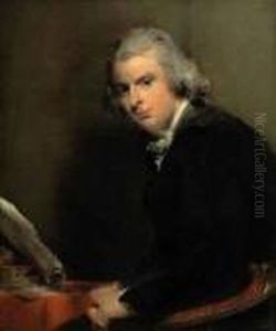 Portrait Of Samuel Rose 
(1767-1804), In A Black Coat And Whitestock, Seated At A Red Draped 
Table, With Books And A Stackpapers