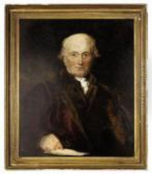 Portrait Of John Julius
Angerstein (1735-1823), Half-length, Seatedin A Brown Coat With Fur
Trim, Holding Glasses In His Righthand - view 1