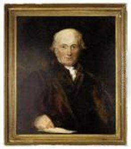 Portrait Of John Julius 
Angerstein (1735-1823), Half-length, Seatedin A Brown Coat With Fur 
Trim, Holding Glasses In His Righthand