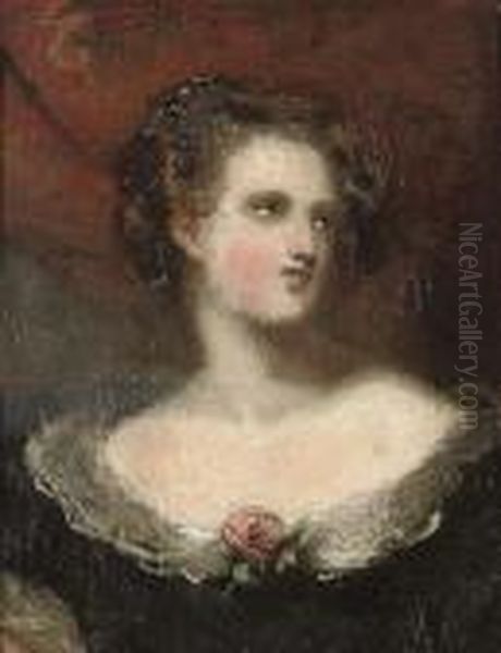 Portrait Of A Lady, Half-length, Wearing A Black Dress With Lace Trim - view 1