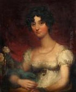 Portrait Of A Young Lady, Bust Length, Wearing White Dress And Pearl Beads by Sir Thomas Lawrence