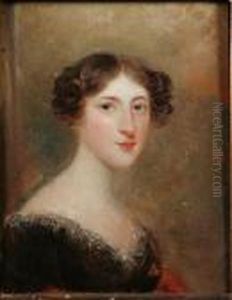 Portrait Of A Lady In A Lace Trimmed Gown