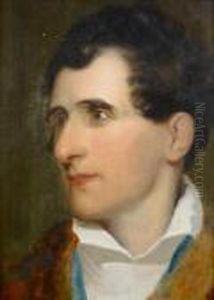 Portrait Of The Sculptor Antonio
 Canova,bust-length, In A White Chemise And A Fur Trimmed Coat