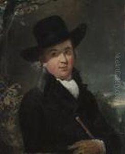 Portrait Of The Rev. Andrew
Lawrence (1755-1821), Half-length, In A Dark Coat And Hat, Holding A
Cane, In A Landscape by Sir Thomas Lawrence