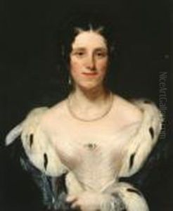 Portrait Of A Lady Wearing Pearls And An Ermine Lined Bluecape by Sir Thomas Lawrence