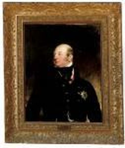Portrait Of Frederick Augustus,
Duke Of York, K.g., G.c.b. (1763-1827), Half-length, In A Black Coat,
Wearing The Star Of The Garter - view 1