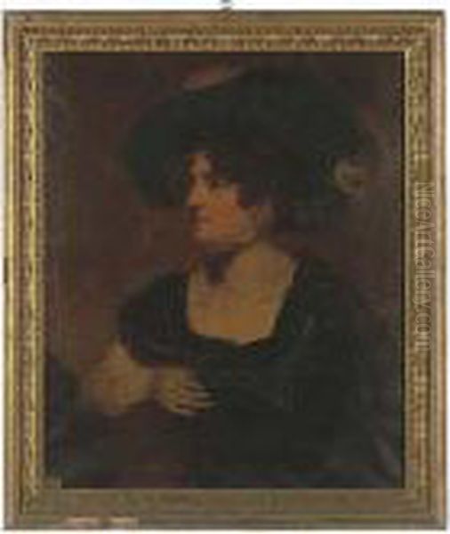 Portrait Of Harriet Davenport
Williams, Bust-length, In A Black Dress With A Feathered Hat - view 1