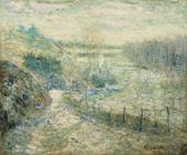 New England Farm Landscape In Winter - view 1