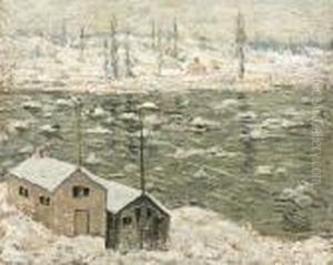 Boathouses Along A River Boathouses Along A River