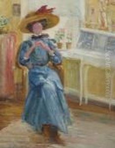 Seated Woman With Hat by Ernest Lawson