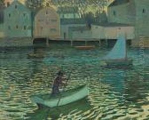 A Man In A Boat by Ernest Lawson