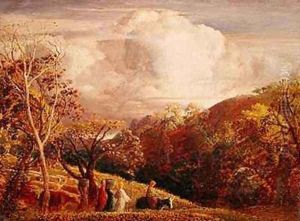 Landscape, figures and cattle by Samuel Palmer