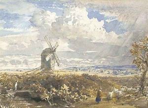 A windmill near Pulborough, West Sussex by Samuel Palmer