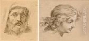 Zwei Portraitstudien by Charles Lebrun