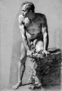 Male Nude Leaning on a Rock by Pierre-Paul Prud'hon