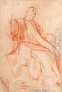 A Seated Saint Looking Up, With Subsidiary Studies Of Hishands A Seated Saint Looking Up, With Subsidiary Studies Of Hishands