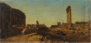 Panorama De Baalbeck, Templede Bacchus Et Les Six Colonnes by Gustave Le Gray