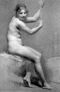 Female Nude Holding On To A Staff by Pierre-Paul Prud'hon