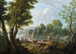 Sudliche Landschaft Mit Hirten Und Fischern An Einem Gewasser by Claude Lorrain (Claude Gellee)