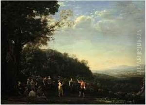 An Extensive Landscape With Shepherds And Shepherdessesdancing - view 1