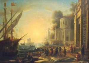 Italian Harbours At Sunset by Claude Lorrain (Claude Gellee)