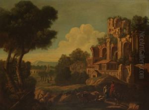Zuiders Landschap Met Herders En Kudde Bij Burcht by Claude Lorrain (Claude Gellee)