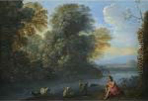 An Italianate Landscape With A Shepherd