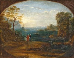 Scene De Port En Mediterranee Animee De Personnages by Claude Lorrain (Claude Gellee)