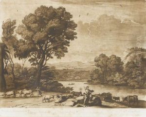 Flusslandschaft Mit Schalmei Spielendem Apoll by Claude Lorrain (Claude Gellee)