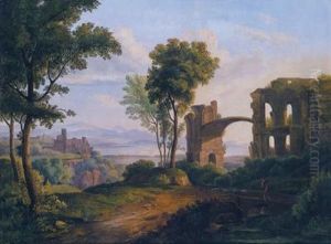 Paesaggio Classico Con Rovine E Un Pastore Con Gregge