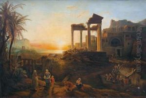 Paesaggio Classico Con Rovine E Molte Figure