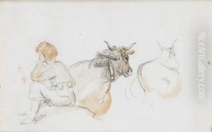 A Seated Shepherd With Two Cows by Claude Lorrain (Claude Gellee)