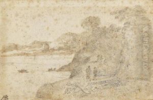A River Landscape by Claude Lorrain (Claude Gellee)