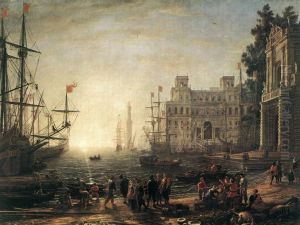 A Harbor Scene With The Villa Medici