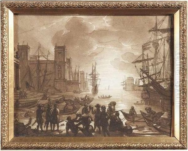 8 Bll. Aquatint, Probably By Richard Earlom After Claude Lorrain. Cut At The Edges - view 1