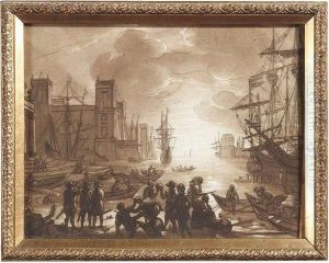 8 Bll. Aquatint, Probably By Richard Earlom After Claude Lorrain. Cut At The Edges by Claude Lorrain (Claude Gellee)